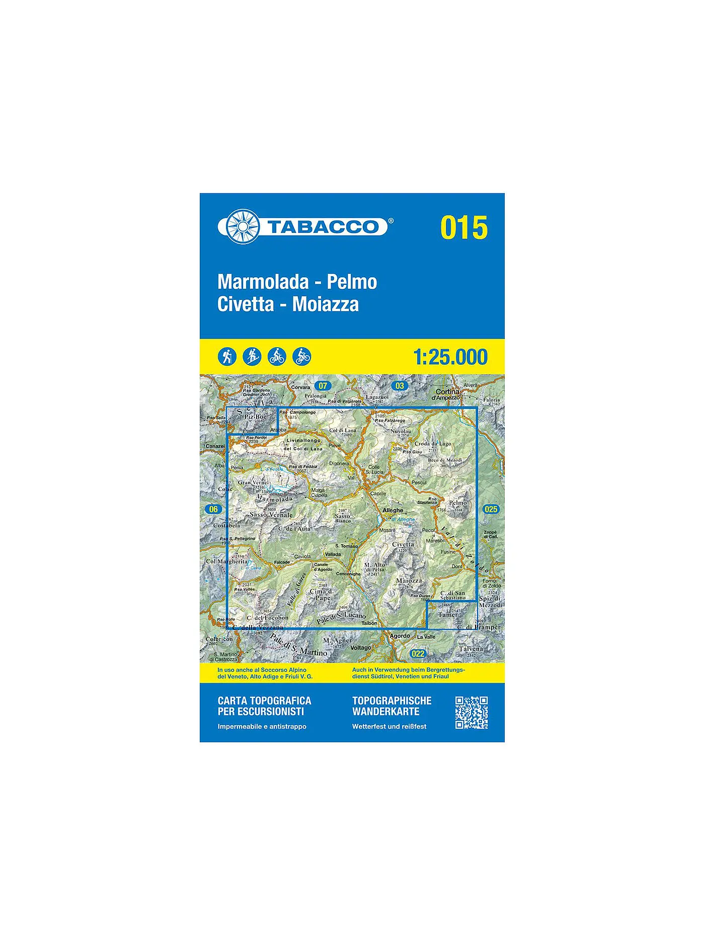 TABACCO | Wanderkarte - Marmolada, Pelmo, Civetta, Moiazza 1:25.000 | 